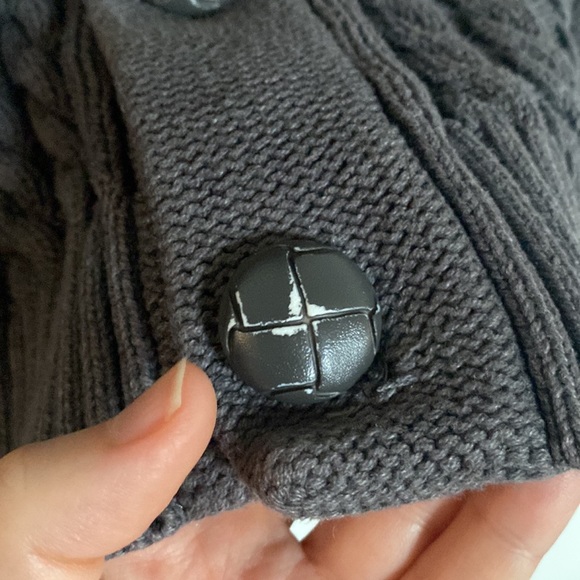 Daniel Hechter Grandpa Cardigan Men L Grey Red Cable Knit FairIsles Shawl Collar - Picture 15 of 15